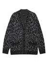 Anine Bing Leopard Print Cardigan Featuring Front Pockets In Black