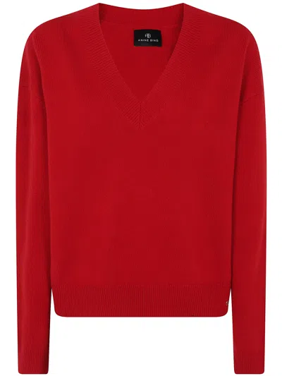 Anine Bing Sweater Long Sleeve "lee" In Red