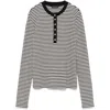 Anine Bing Alessia Long Sleeve Tee In Cream And Black Stripe