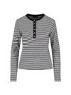 Anine Bing Alessia Long Sleeve Tee In Cream And Black Stripe In Multi