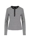 Anine Bing Alessia Long Sleeve Tee In Cream And Black Stripe In Multi