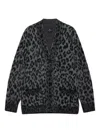 Anine Bing Leopard Print Cardigan Featuring Front Pockets In Black
