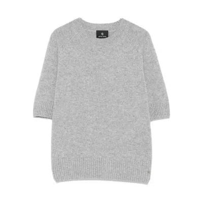 Anine Bing Short-sleeve Cashmere Sweater In Gray