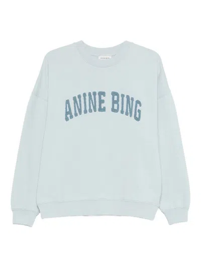 Anine Bing Miles Light Blue Cotton Sweatshirt