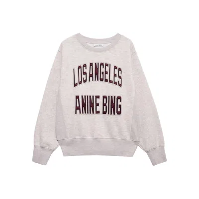 Anine Bing Embroidered Crew-neck Sweatshirt In Gray