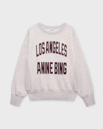 Anine Bing Womens Oatmeal Melange Harry Logo-embroidered Cotton Sweatshirt In White