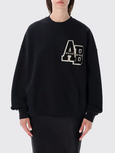 Anine Bing Miles Letterman Sweatshirt In Black