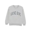 Anine Bing Grey Crew Neck Sweatshirt With Bold Lettering