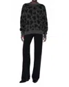 Anine Bing Sydney Crew Sweater In Black And Grey Heart In Gray