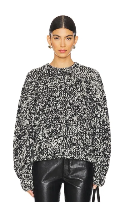 Anine Bing Sydney Crew Sweater Black And White In Multicolor