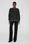 Anine Bing Sydney Crew Sweater In Black And Grey Heart In Black