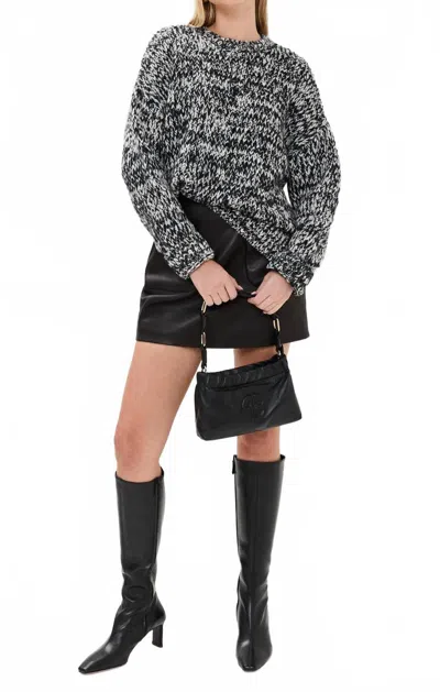 Anine Bing Sydney Crew Sweater In Black And White In Gray