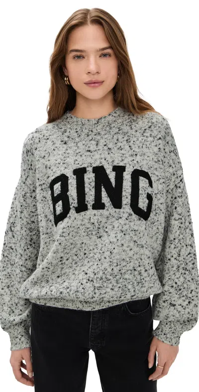 Anine Bing Sydney Crew Sweater Marled White In Gray