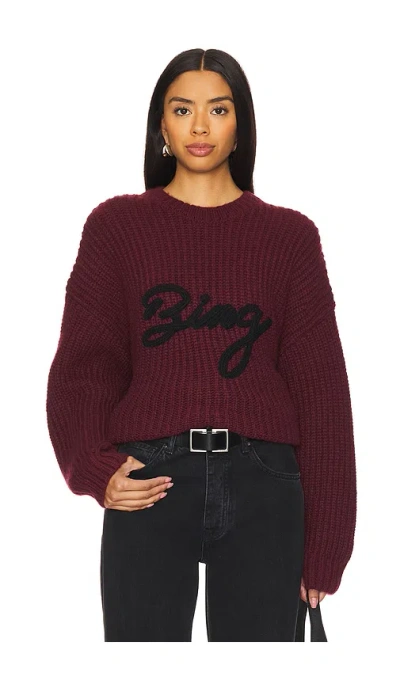Anine Bing Sydney Crew Sweater Signature In Burgundy