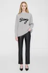 Anine Bing Sydney Crew Sweater Signature In Light Heather Grey In Grey