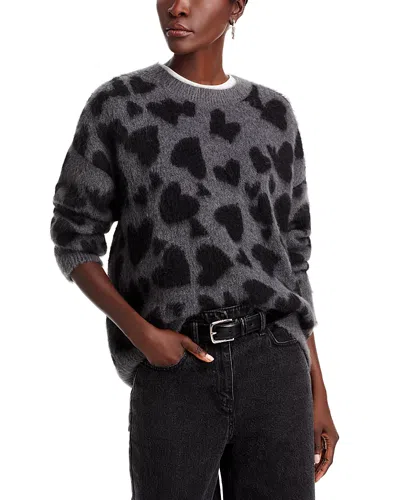 Anine Bing Sydney Crewneck Jumper In Black/grey Heart
