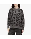 Anine Bing Sydney Crew Sweater In Black And Grey Heart In Brown