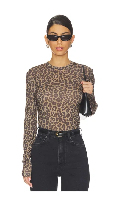 Anine Bing Sylvie Long Sleeve Tee In Brown