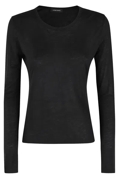 Anine Bing Sylvie Long Sleeve Tee In Black