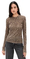Anine Bing Sylvie Long Sleeve Tee Black And Brown Leopard In Brown