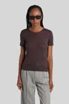 Anine Bing Sylvie T-shirt In Brown Wool And Polyester In Purple