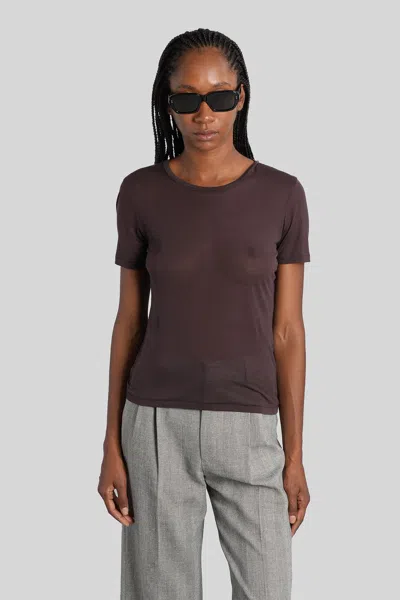 ANINE BING SYLVIE T-SHIRT IN BROWN WOOL AND POLYESTER