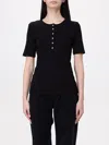 Anine Bing Ribbed Texture Round Neck Button Detailing Top In Black