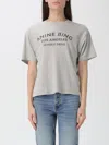 Anine Bing Graphic Print Crew Neck Short Sleeve Top In Gray