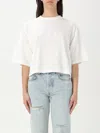 Anine Bing Myers Cropped Tee Woman White In Weiss