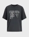 Anine Bing Washed Black T-shirt With Leopard Print In Black