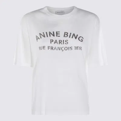 Anine Bing Graphic Print Crew Neck Short Sleeve Top In White
