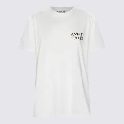 Anine Bing Graphic Print Crew Neck Short Sleeve Top In White