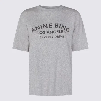 Anine Bing Graphic Print Crew Neck Short Sleeve Top In Gray