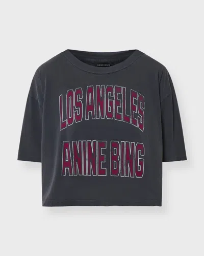 Anine Bing Black Washed Cropped Johnny T-shirt Women In Gray