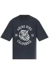 Anine Bing Collegiate Leopard Avi Tee Washed Charcoal In Washed Charcoal