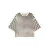 Anine Bing Womens Blk Stripe French Terry Myers Cropped Cotton-blend T-shirt In Neutral