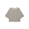 Anine Bing Womens Blk Stripe French Terry Myers Cropped Cotton-blend T-shirt In Neutral