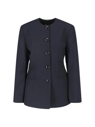 Anine Bing Tailored Blue Wool Blend Huda Blazer In Black