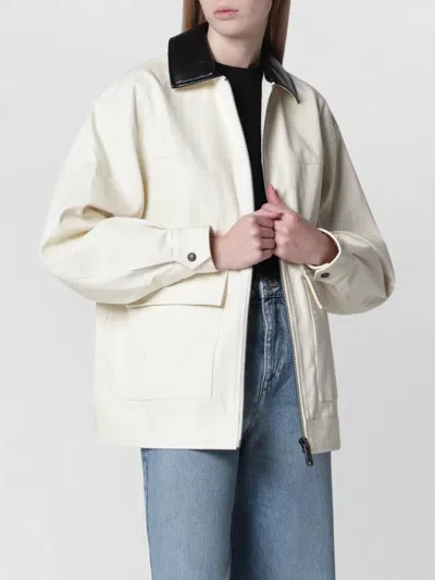 Anine Bing Womens Ecru Holden Contrasting-collar Cotton Jacket Xs In White