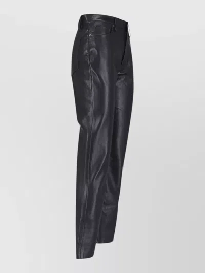 Anine Bing Tailored Straight Pants Belt Loops Pockets In Black