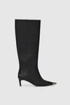 Anine Bing Tall Nina Boots With Metal Toe Cap In Black In Black