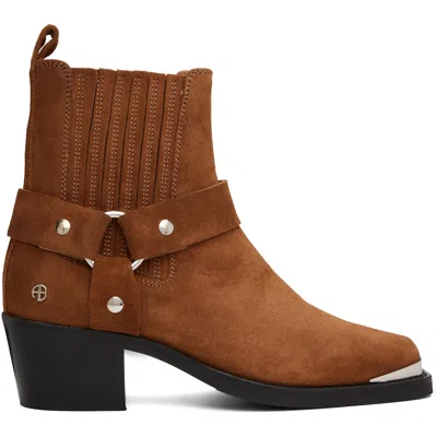 Anine Bing Tan Mid Biker Boots In Multi