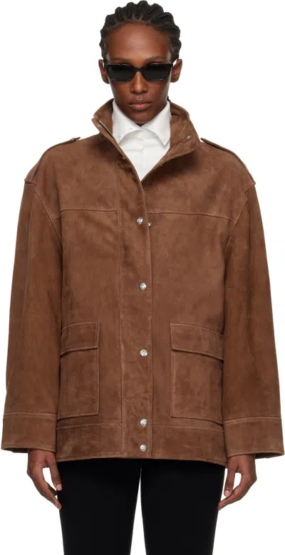 Anine Bing Tan Roux Suede Jacket In Brown