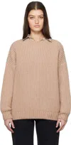 Anine Bing Sydney Crew Sweater In Camel In Cream