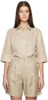 Anine Bing Taupe Mary Shirt In Taupe