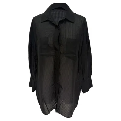Anine Bing Textured Button-down Shirt In Black Viscose