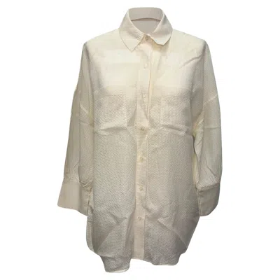 Pre-owned Anine Bing Textured Button-down Shirt In Ivory Viscose In Neutral