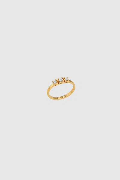 Anine Bing Three Stone Diamond Pinky Ring In 14k Gold