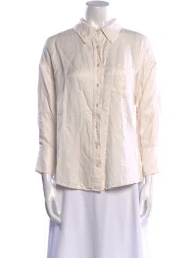 Pre-owned Anine Bing Three-quarter Sleeve Button-up Top In Black