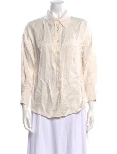 Pre-owned Anine Bing Three-quarter Sleeve Button-up Top In Neutral